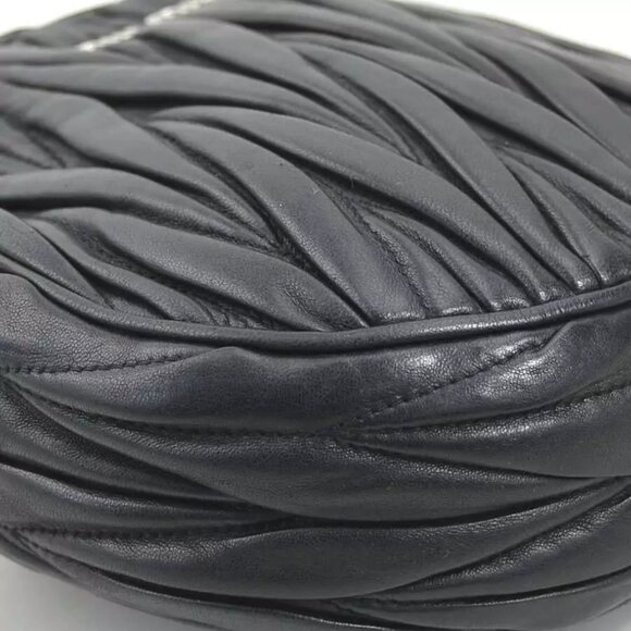 Auth MIUMIU Crossbody Shoulder Bag Black Leather/Silvertone - r10316a - Picture 7 of 14